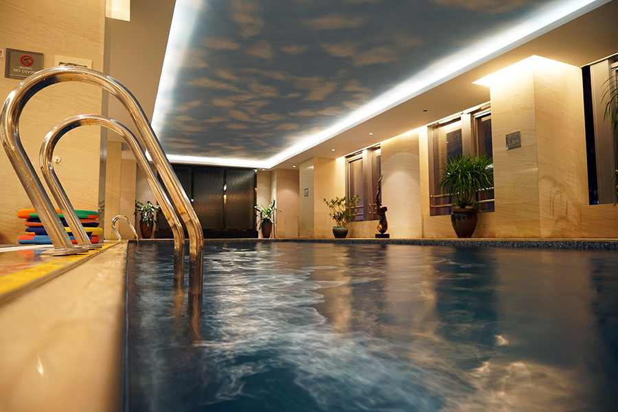 Indoor swimming pool stretch ceiling