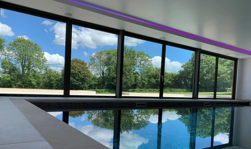 Swimming Pool Ceiling with RGBW LED Strip Lighting 1