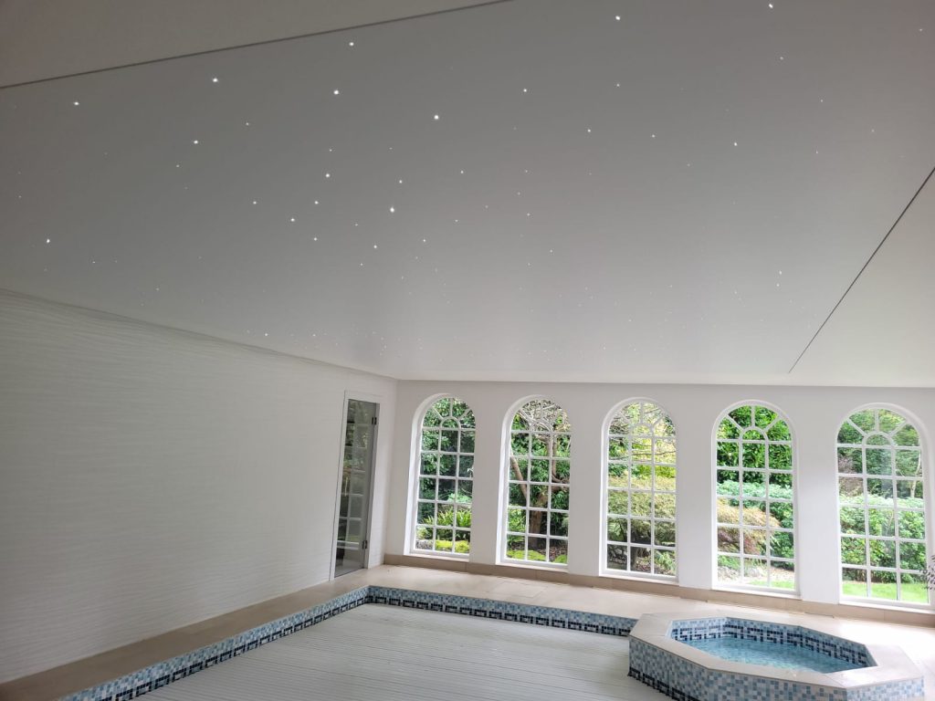 Twinkling stars on white matt stretch ceiling Welwyn Garden City Hertfordshire