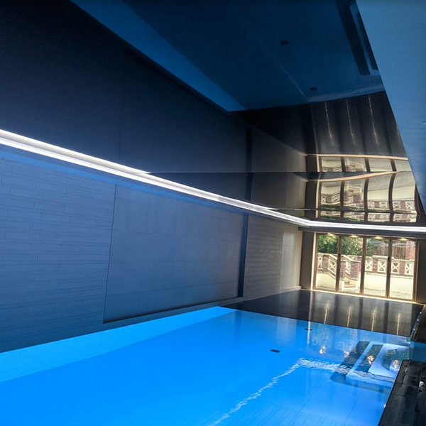 black super mirror swimming pool ceiling