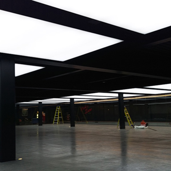 Car museum light ceiling stretch panels